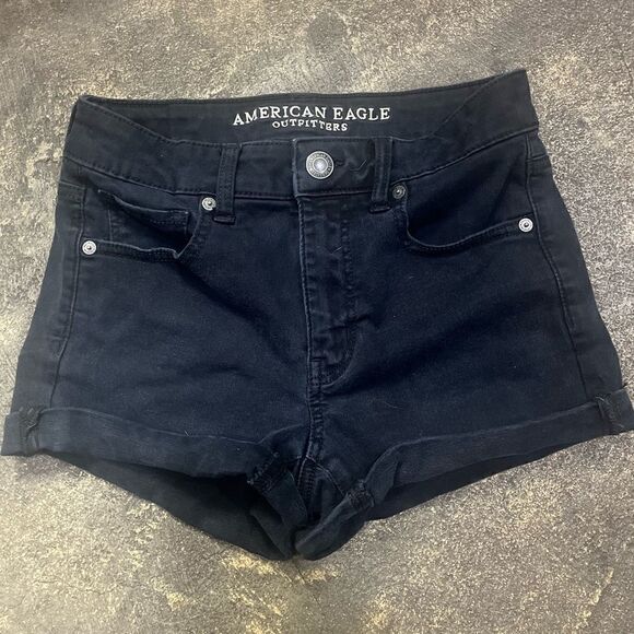 AMERICAN EAGLE OUTFITTERS NEXT LEVEL STRETCH HI RISE SHORTIE JEANS SHORTS SIZE 4 - Picture 1 of 13